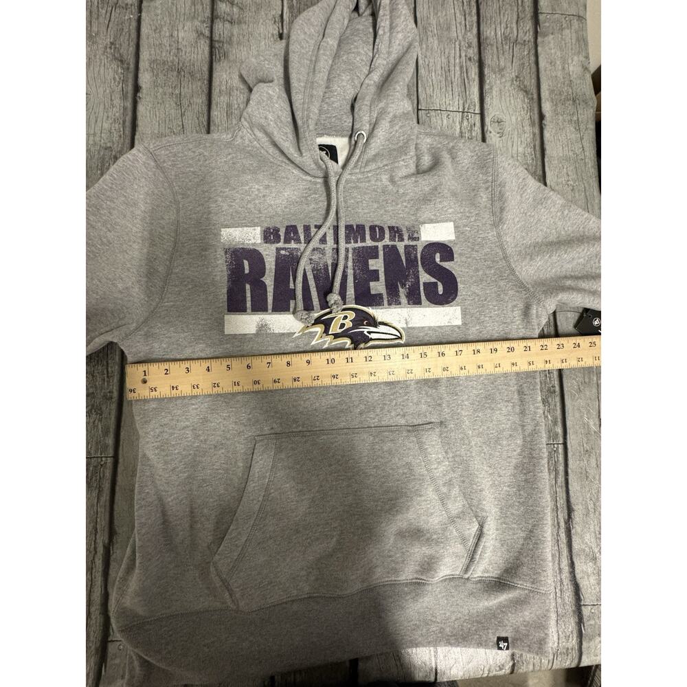 NWT Men’s ‘47 Brand Baltimore Ravens Hoodie Large Grey L Sweatshirt - Picture 8 of 9